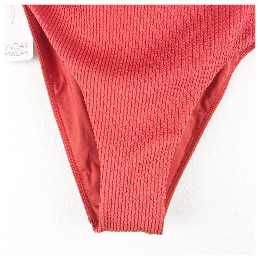 Monday Swimwear Red Ribbed High-Waist Bikini